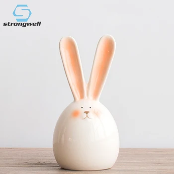

Strongwell Rabbit Round Rolling Figurine Home Decoration Accessories Ceramic Doll Birthday Gift Kids Lovely Rabbit Home Decor