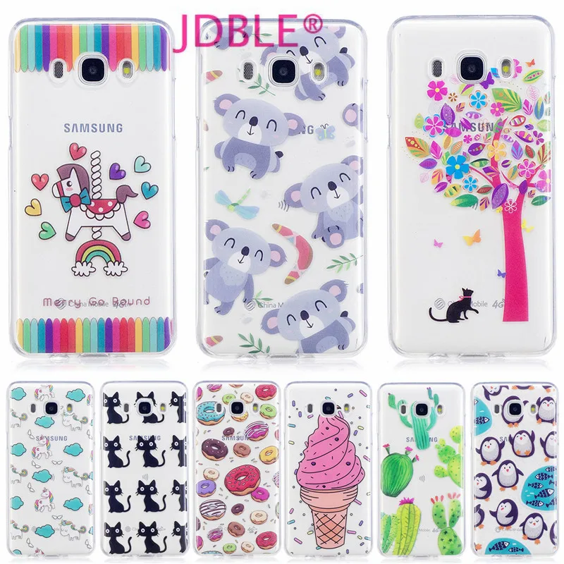 Jdble мягкий чехол TPU для Samsung Galaxy J3 2016 J5 J7 крышка Чехол Симпатичные Единорог пончики