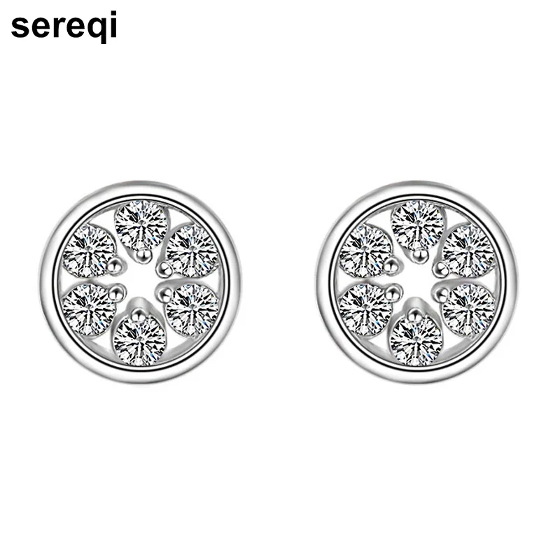 sereqi Top Quality Silver Color Crystal AAA Cubic Zirconia Earrings For Women Fashion Party jewelry Chic boucles d'oreille Gifts |