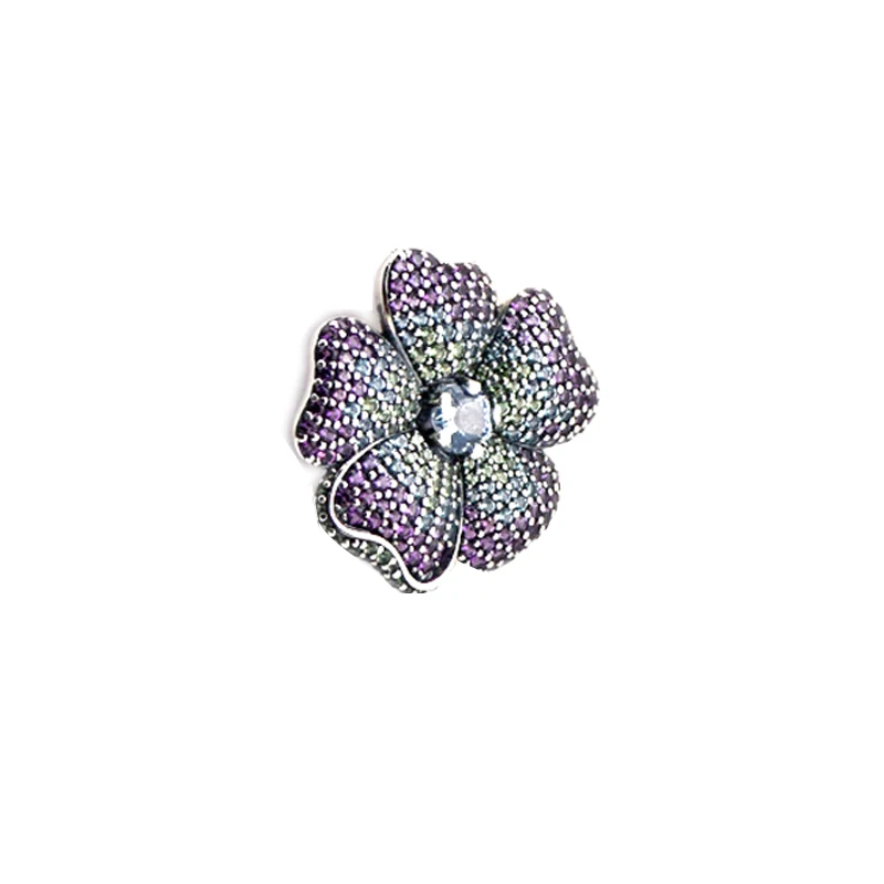 

Pandulaso Glorious Bloom Necklaces Pendants for Women Spring Colorful Flower Crystal Charms New Fashion Silver 925 DIY Jewelry