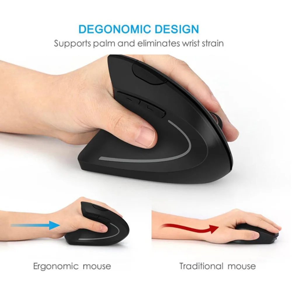 6D 2.4G Wireless Ergonomic Vertical Mouse Left hand Optical 1600DPI