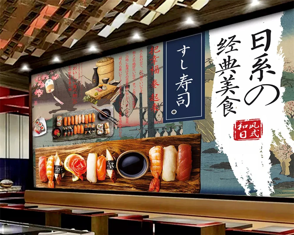 Наклейка на стену из винила, обои на заказ, деревянные палочки в японском стиле, обеденный фон, кухонные обои 3 d, обои на стену