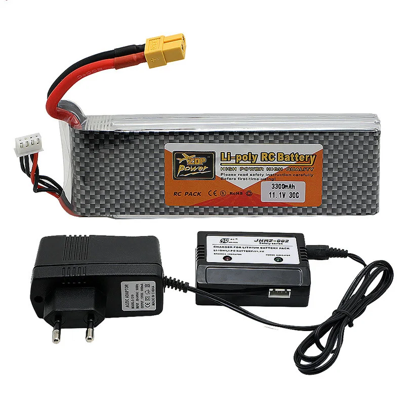 

ZOP 3s lipo battery 11.V 3300mah 30C and charger For Quadcopters Helicopters RC Cars Boats High Rate batteria lipo car parts