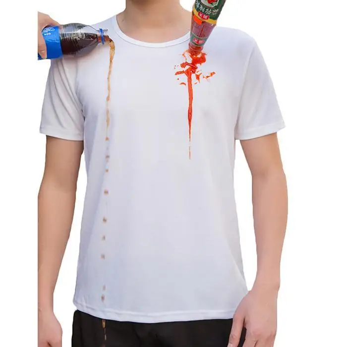 Анти-Грязная Мужская футболка Водонепроницаемая гидрофобная устойчивая к пятнам дышащая противообрастающая быстросохнущая футболка с коротким рукавом топы размера плюс