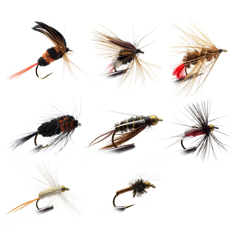 Набор мушек для рыбалки 16 шт. сухой и влажной рыбалки|for trout|nymph fliesbest lures |