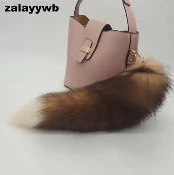 

zalzyywb Real fox tail keychain fur bag ornaments tag charm keyring fox tail key chain fur pendant 5 star quality car keychain