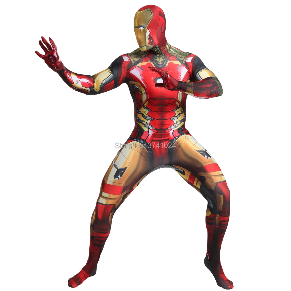 

Adult Iron Man Cosplay Costume Jumpsuit Bodysuit Child Superhero Cosplay Costumes Bodysuit Superhero Zentai Suit