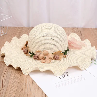 Family Matching Strew Bohemia Mom And Me Flower Lace Hat For Kids Women Girl Star Sun Caps Beach Accessories