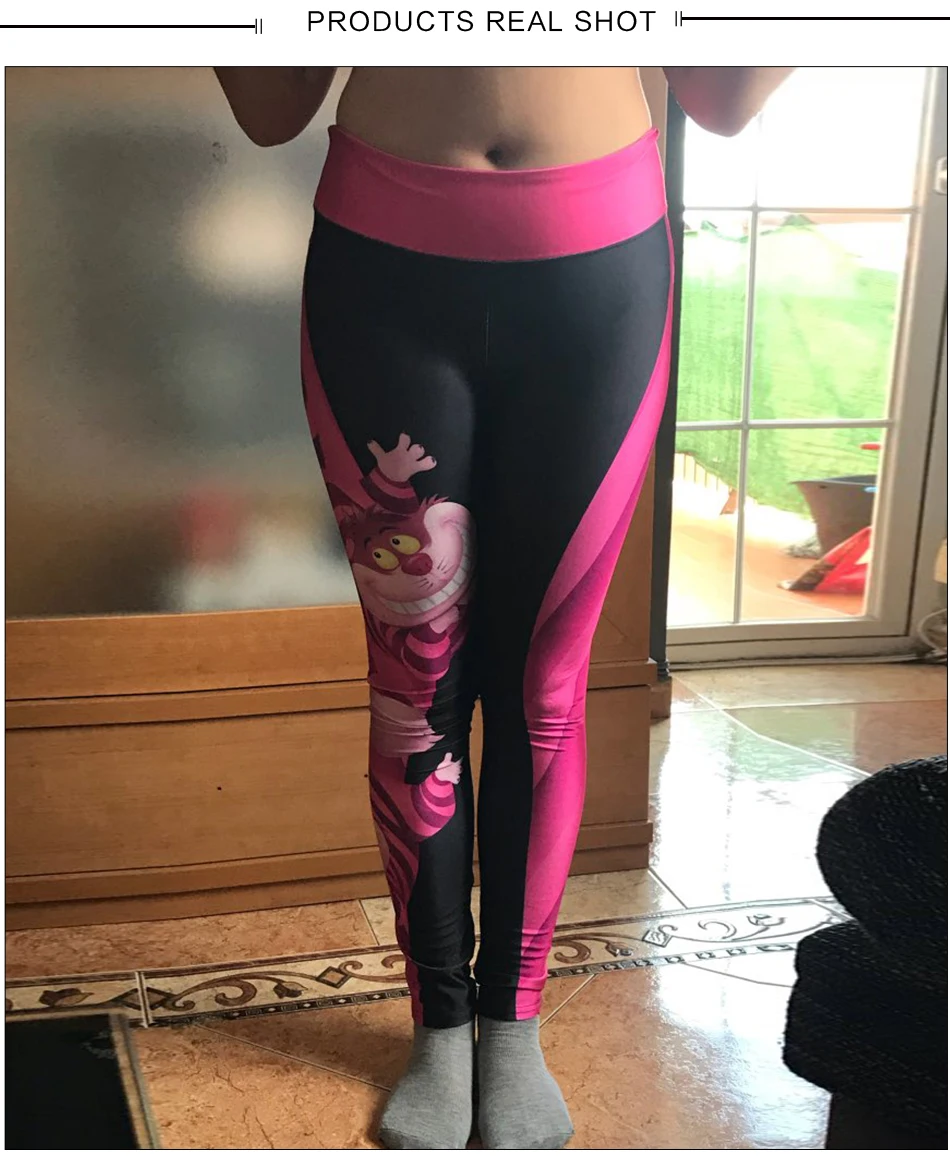 [You're My Secret] Halloween Women Leggings High Waist Silm Fitness Leggins Alice In Wonderland Smile Cat Digital Print Pants seamless leggings