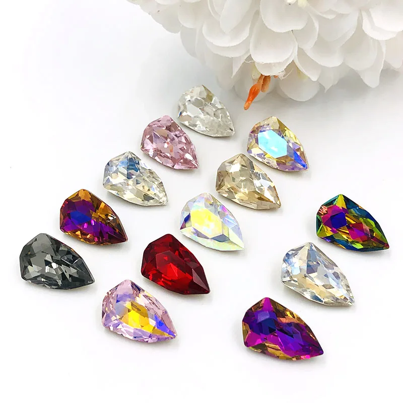 

Free shipping 9x14mm K9 pointback glass rhinestones crystal Shield shape rhinestones 20pcs diy clothing/wedding Accessories