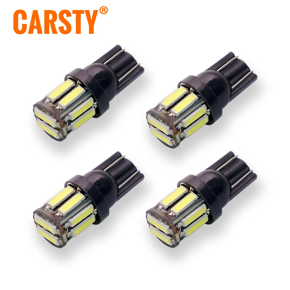 Carsty 4 шт. W5W T10 светодиодный 7020 10 SMD 194 168 для автомобиля инструмент: клин Панель