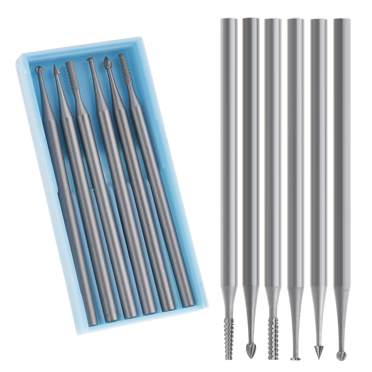 6pcs /lot Tungsten Steel Engraving Cutter with Plastic Box for Wood Carvings / Olive Kernel / Ivory Fruit Hand Tools