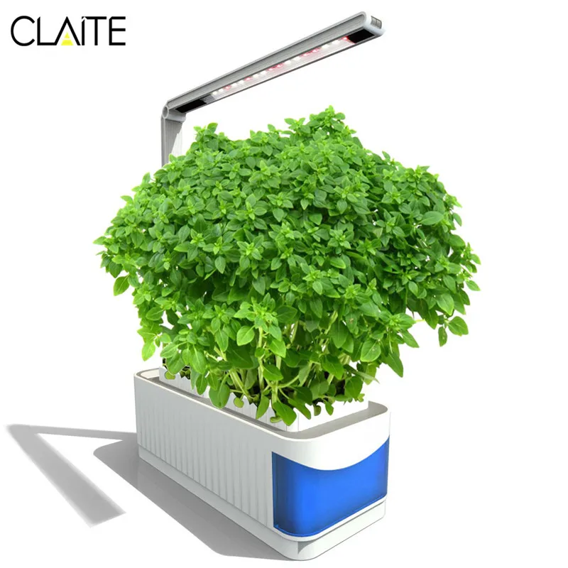 CLAITE LED Indoor Grow Lights Herb Hydroponics Plants Garden Kit Lamp Full Spectrum Plant Lamp Adjustable Lamp Lever Planting