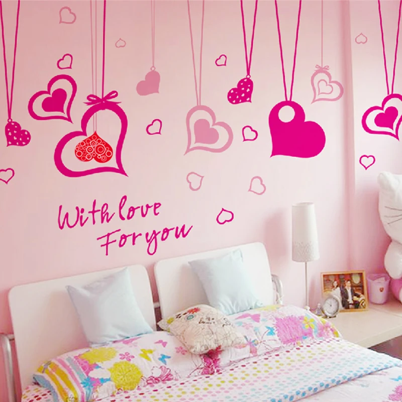 Cheap Romantic love wall stickers living room bedroom sofa TV background decoration creative