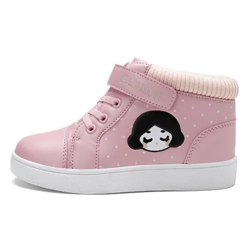 pink Новинка; зимняя детская обувь; зимние сапоги для девочек; удобные кожаные толстые короткие сапоги; модная детская обувь с хлопковой подкладкой для девочек - Цвет: pink