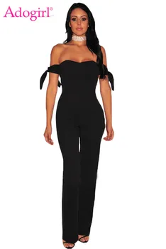

Adogirl Off Shoulder Tie Knot Strapless Jumpsuit Women Sexy Night Club Party Rompers Trendy Overalls