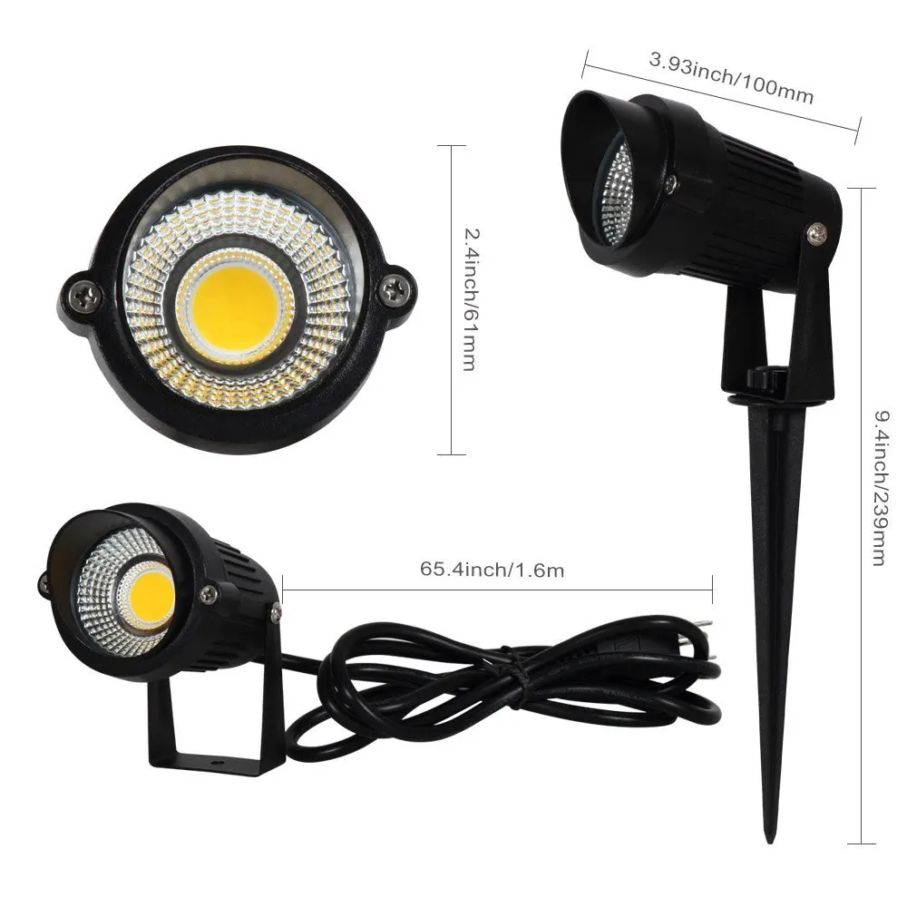 Conduziu a Iluminação da Lâmpada T-sunrise Pacote Paisagem Holofotes 5 w 1.8 m Decorativo Landscape Garden Wall Quintal Caminho Luz Quente 3000 k Branco 2 8 yard lights