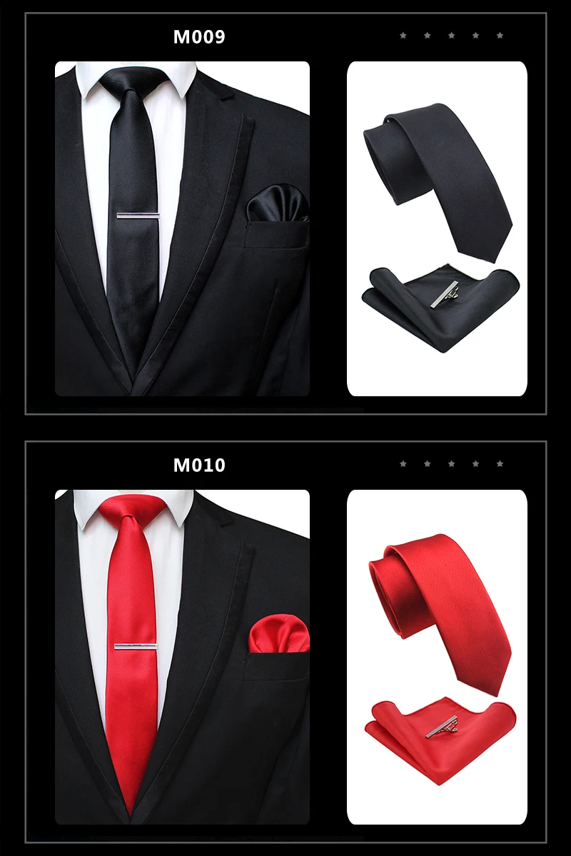 Классическая одноцветная Мужская шелковая галстук 6 см галстук и карманный квадратный галстук наборы клипсов Мужские галстуки бизнес свадебный подарок Вечерние