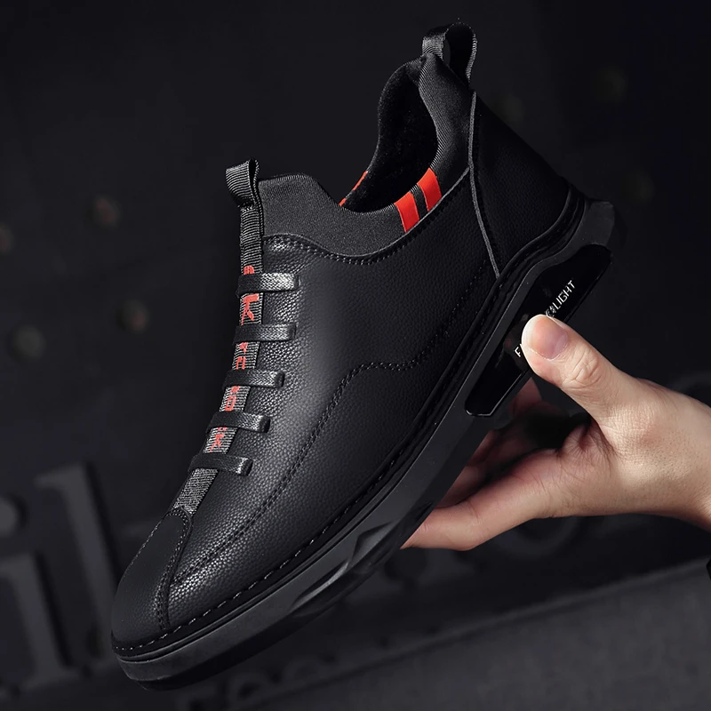 Men Shoes outdoor Breathable Comfortable genuine leather Lace-up fashion Male Flat Shoes Outdoor Travel Walking Low Top Sneakers