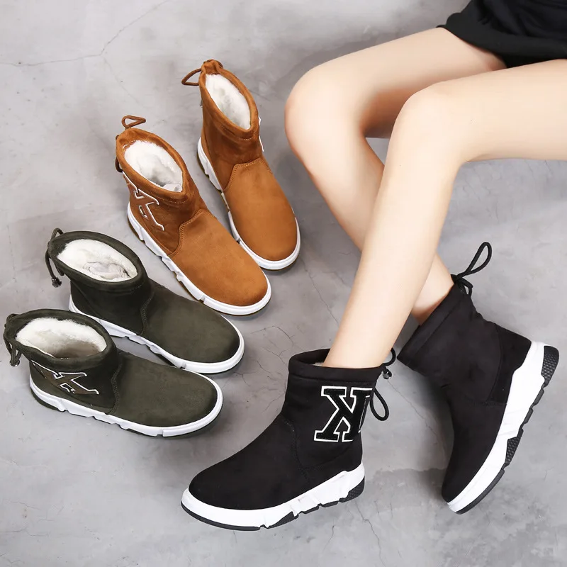 Women Sport Shoes 2019 Hot Style Sneakers Women botas mujer Comfortable Faux Suede Plush Warm Running Shoes Women Winter Sneaker