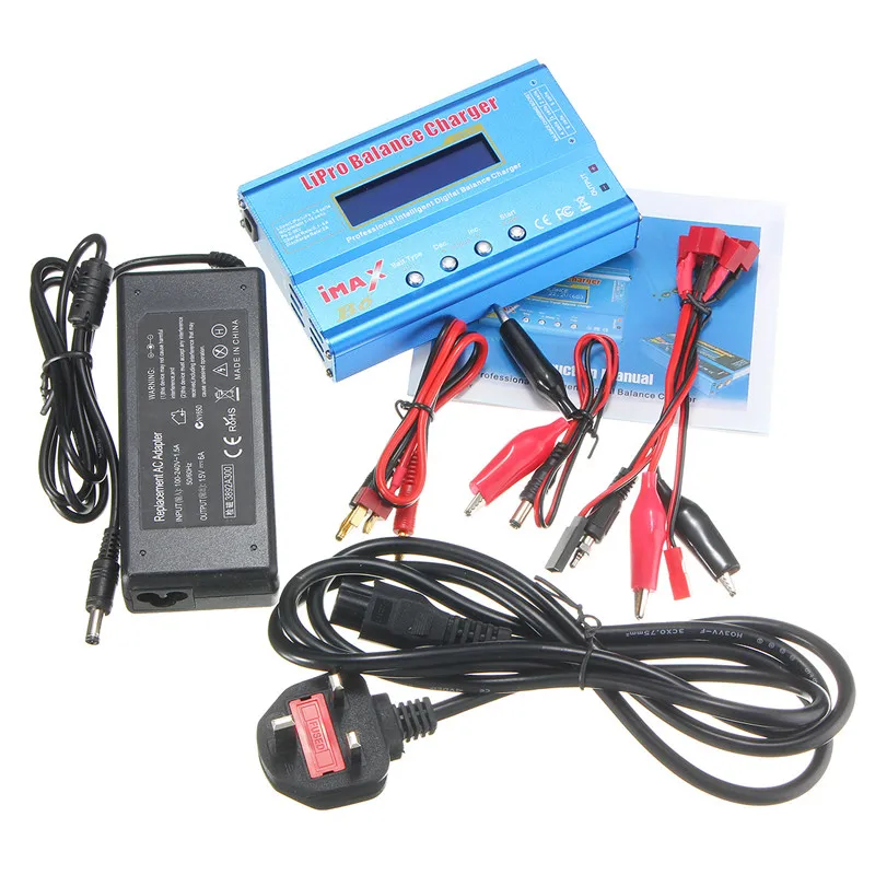 For RC Drone FPV Digital 80W 1-6S RC Lipo NiMH Battery Balance Charger Discharger with Power Adapter US/UK/EU/AU Plug - Цвет: With Adapter UK Plug