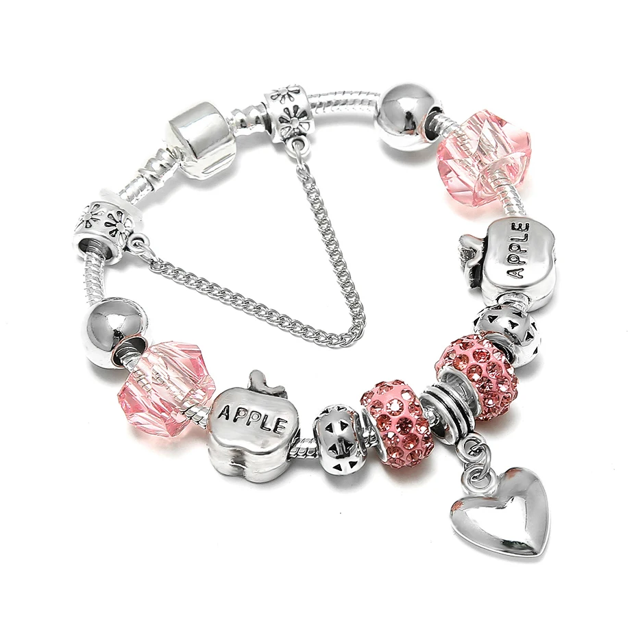 Женский браслет с подвеской сделай сам в виде яблок сердца|bracelets for|diy charm braceletscharm