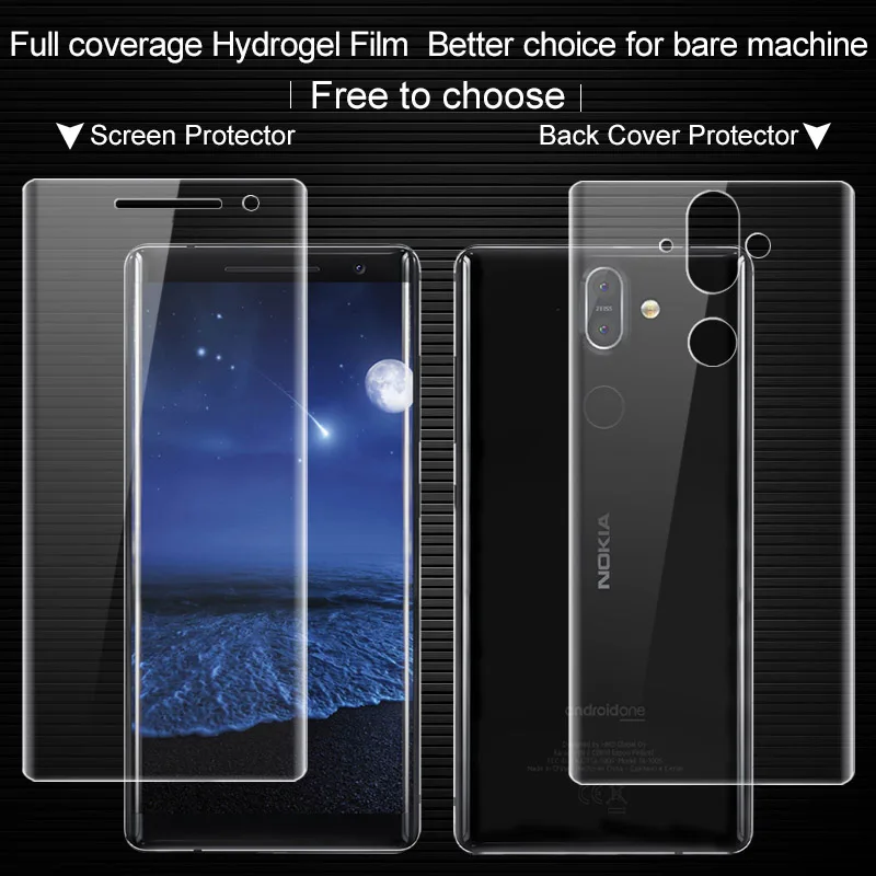 

sFor Nokia 8 Sirocco Screen Protector IMAK 3D Full Cover Front + Back Soft Hydrogel Screen Protector For Nokia 8 Sirocco