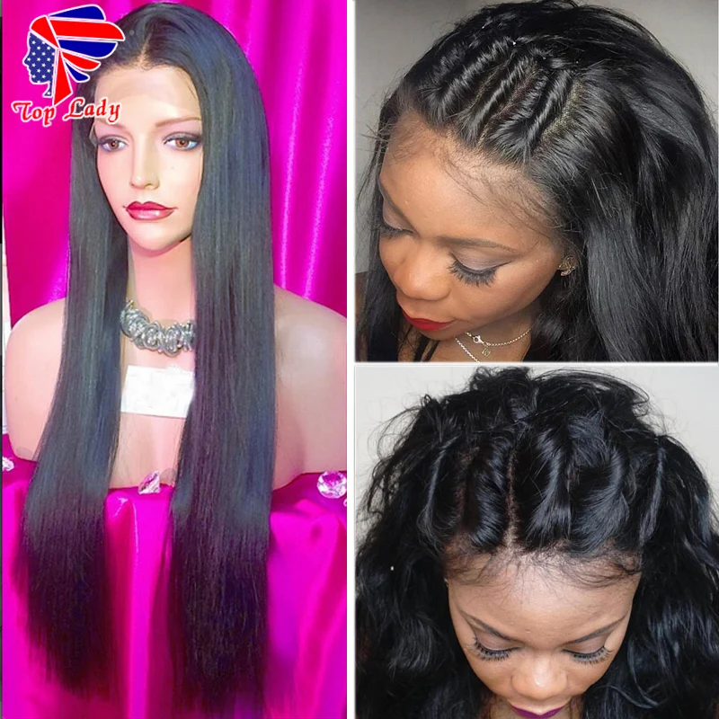 

7A Peruvian Straight  Lace Front Human Hair Wigs For Black Women Virgin Human Hair Lace Front Human Hair Wigs With Baby Hair