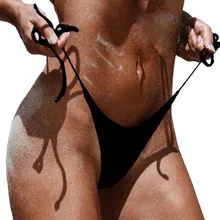 Сексуальные женские купальные брюки бразильское пикантное бикини с боковым галстуком стринги Купальный костюм бандаж галстук боковые пляжные брюки