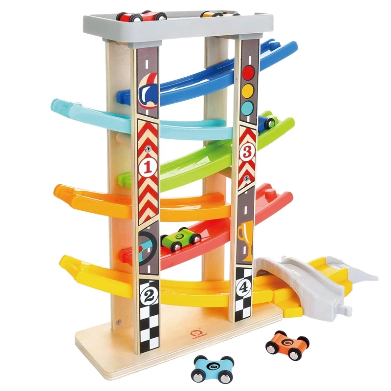 Деревянная игрушечная машинка шесть дорожек скольжение рельс автомобиля деревянный паровой пандус гоночный трек игрушка детская игрушка
