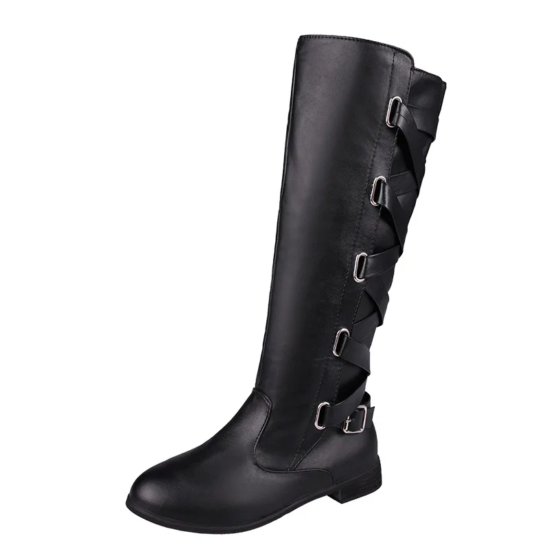 

2018 winter new European and American large size high tube student casual fashion wild female Martin boots black ljj 0108