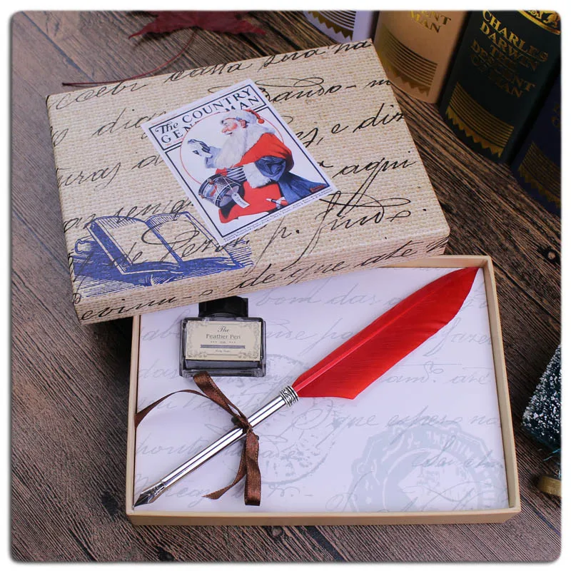 free shipping personalized mini goose feather fountain pen with empty