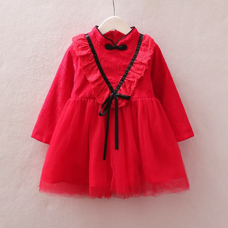 2018 new girls lace autumn and winter cheongsam Chinese style lace lace cheongsam dress children autumn and winter dress 2018 new girls lace autumn and winter cheongsam Chinese style lace lace cheongsam dress children autumn and winter dress