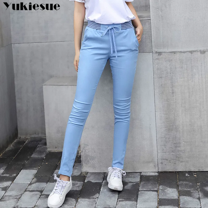 Skup Streetwear Harem spodnie spodnie capri kobiety lniane legginsy lato 2019 lady casual plus rozmiar stretch długa obcisła pantalon femme