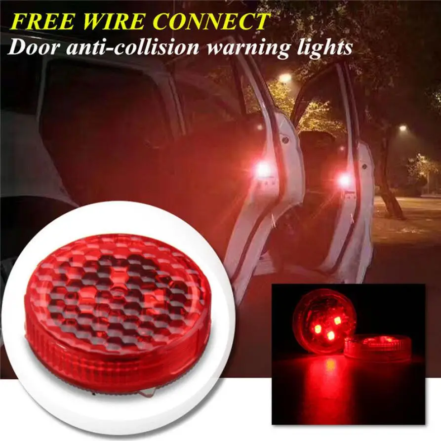 New Arrival 2x LED Car Truck Door Step Warning Light Anti Collision Strobe Lamp Wireless Kit ju4