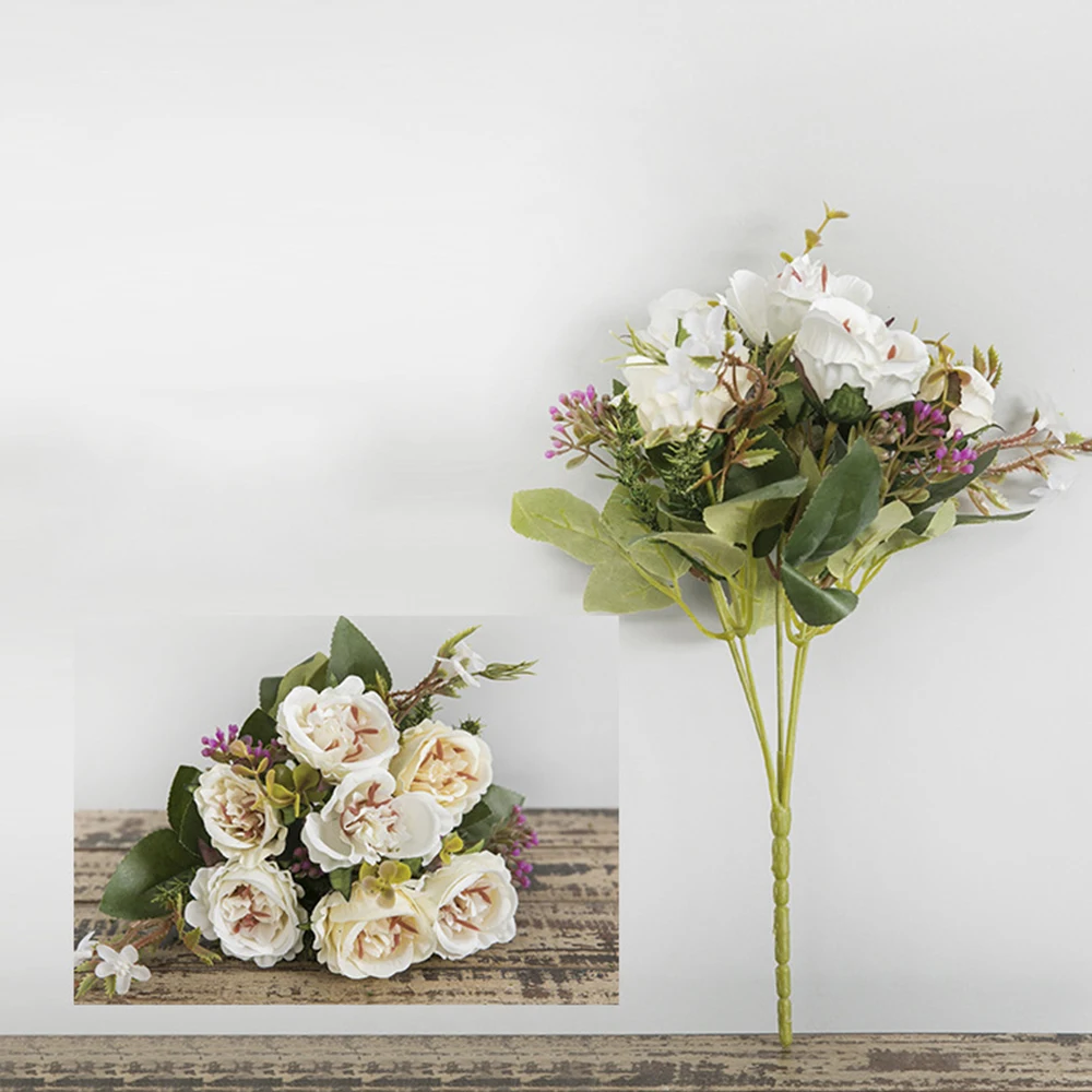 5 вилок 8 Букет камелии искусственный цветок Европейский стиль поддельные цветы для свадьбы домашний декор букет невесты