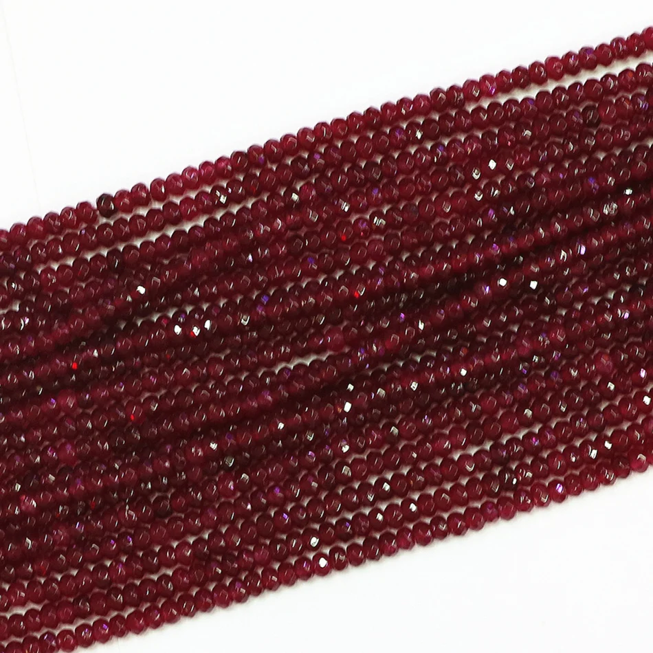 2x4mm Natural Facetado Magenta Jade Rondelle Piedra Preciosa Suelta granos 15/"