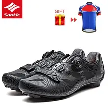 Santic Road Cycling Shoes 2018 Men Outdoor Professional Road Bike Shoes TPU Breathable Athletic Self-locking Bicycle Shoes