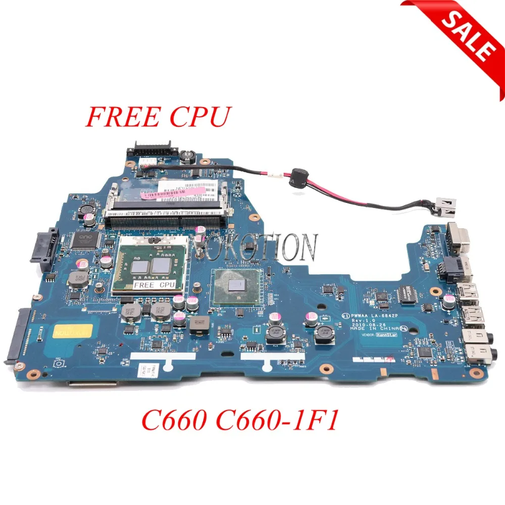 

NOKOTION Laptop Motherboard for Toshiba C660 C660-1F1 K000111440 DDR3 K000111440 PWWAA LA-6842P Main board full tested FREE CPU