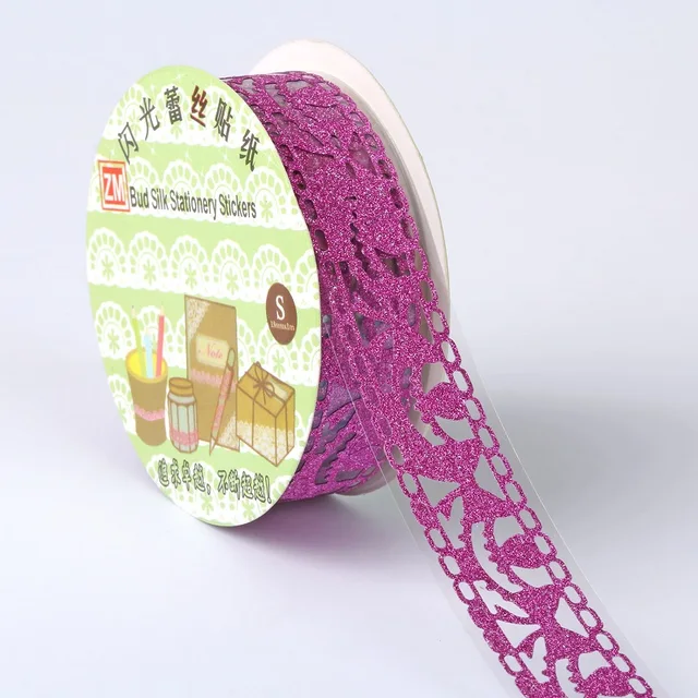 2 Pieces Diy Colorful Lace Tape Scrapbooking Decoration Roll Tape Candy Color Decorative Sticker