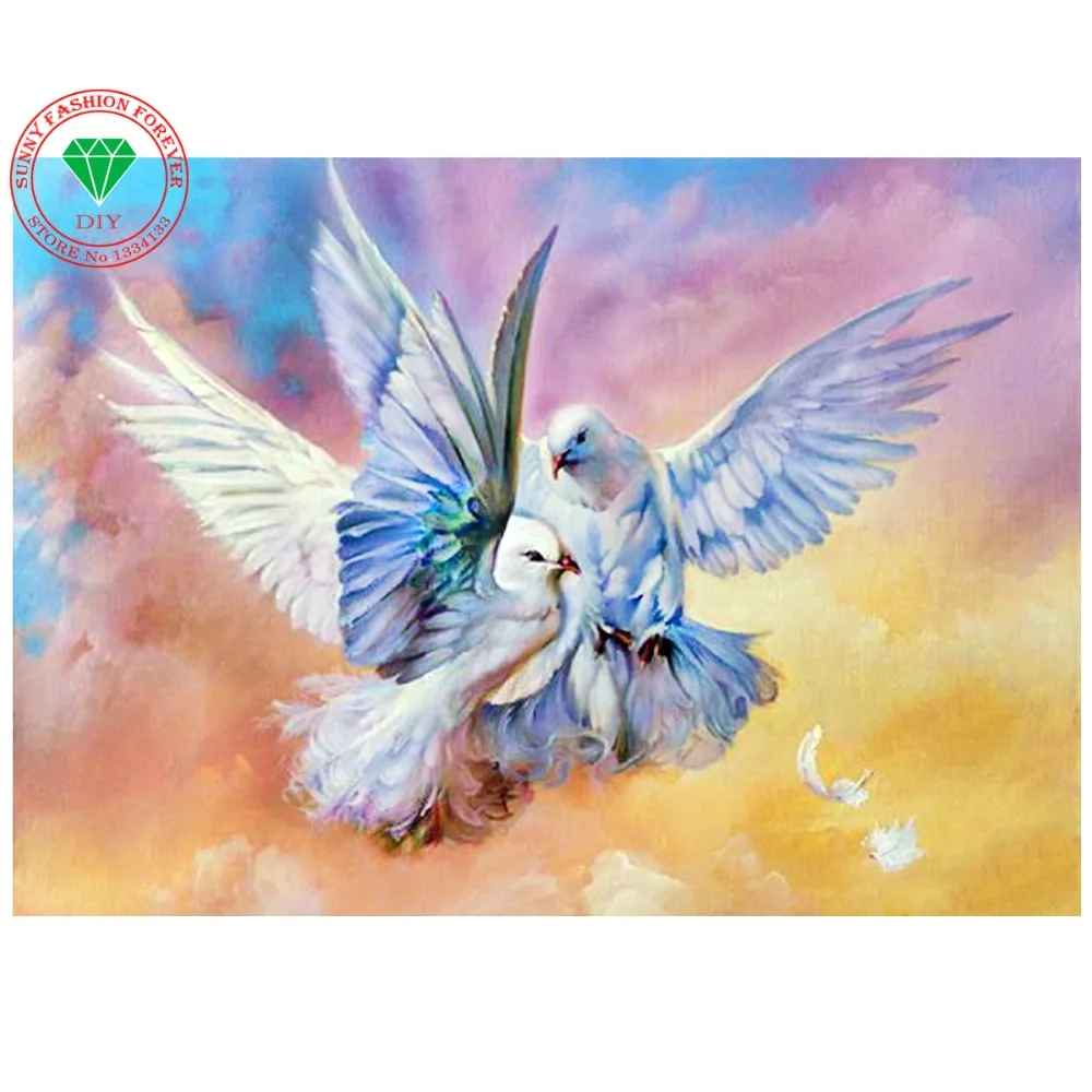 

DIY Diamond Paintings Cross Stitch Resin Needlework Home Decoration Rhinestone Mosaic Diamond Embroidery Landscape Dove Flying