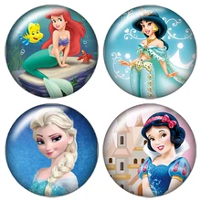 Принцесса Эльза София 10 шт Смешанные 12 мм/16 мм/18 мм/25 мм круглые фото стеклянные кабошон демонстрационные с плоской задней частью делая результаты ZB0428