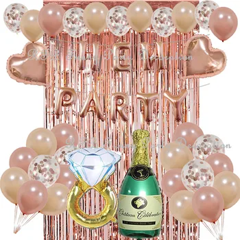 

Bachelorette Party Decorations Kit Rose Gold Balloons Hen Party Wedding Anniversary Supplies Champagne Bottle/Ring Balloon