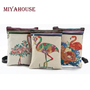 

Miyahouse Small Flamingo Printed Women Crossbody Canvas Female Casual Shoulder Bag Flap Bag Messenger For Girl