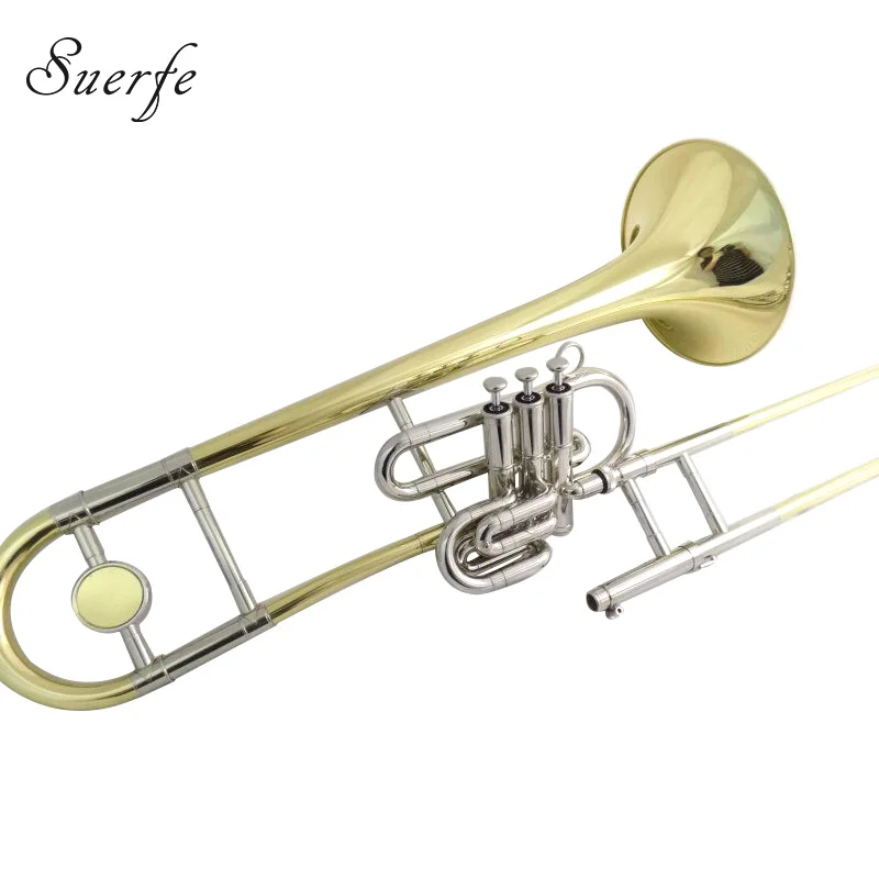Bb Piston trombone Yellow Brass trompa instrumento with Case and