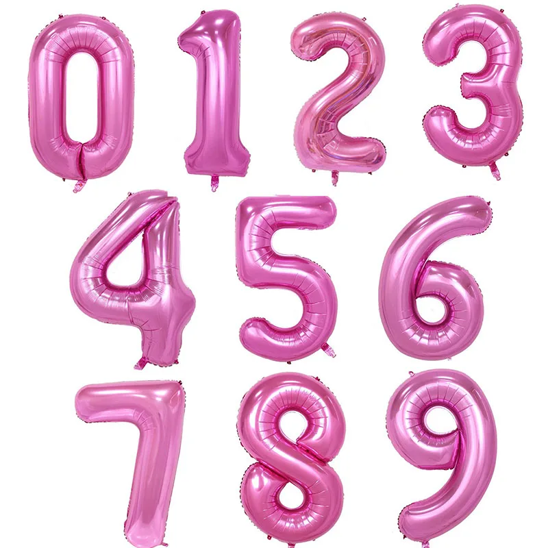 40 дюймов гигантский номер Фольга воздушные шары Большие Гелиевые розового золотого, серебряного, розового и синего цвета цифры клипсы для воздушных шаров, одежда для свадьбы, дня рождения Сувениры - Цвет: Pink
