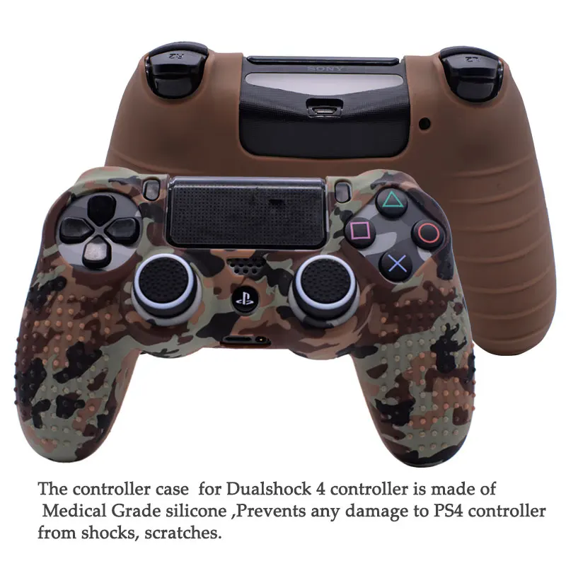 Colorful Anti-slip Silicone Protective Case Cover with 2 Joystick Caps For Sony Dualshock 4 Slim Pro PS4 Controller (4)