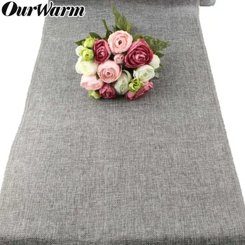 

OurWarm Burlap Table Runner Khaki/Gray Wedding Party Decor Accessories Natural Burlap Tablecloth Home Decor Event Party Gift