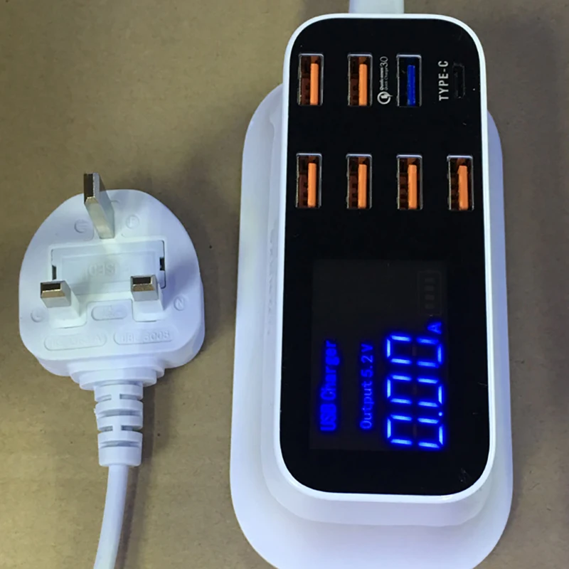 Быстрая адаптер для зарядки Desktop полосы мобильного телефона USB Зарядное устройство Fast Charge 3,0 Smart Тип usb C Зарядное устройство станции СВЕТОДИОДНЫЙ Дисплей