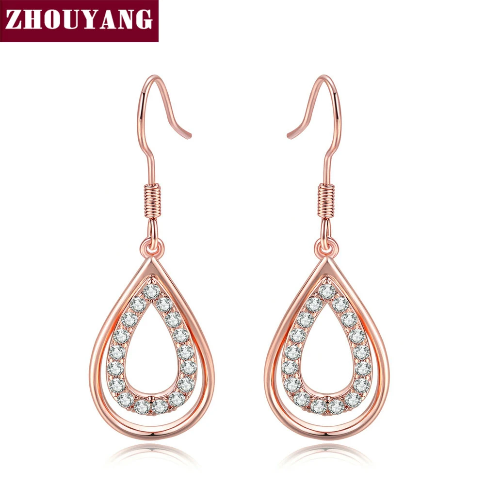 

ZHOUYANG Drop Earring For Women Water Drop Micro-inclosed Cubic Zirconia Lady Style Wedding Fashion Jewelry Gift KC151 KC152